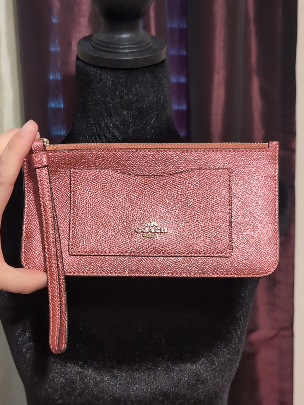 Coach Metallic Rose Wristlet Wallet with Card Pocket